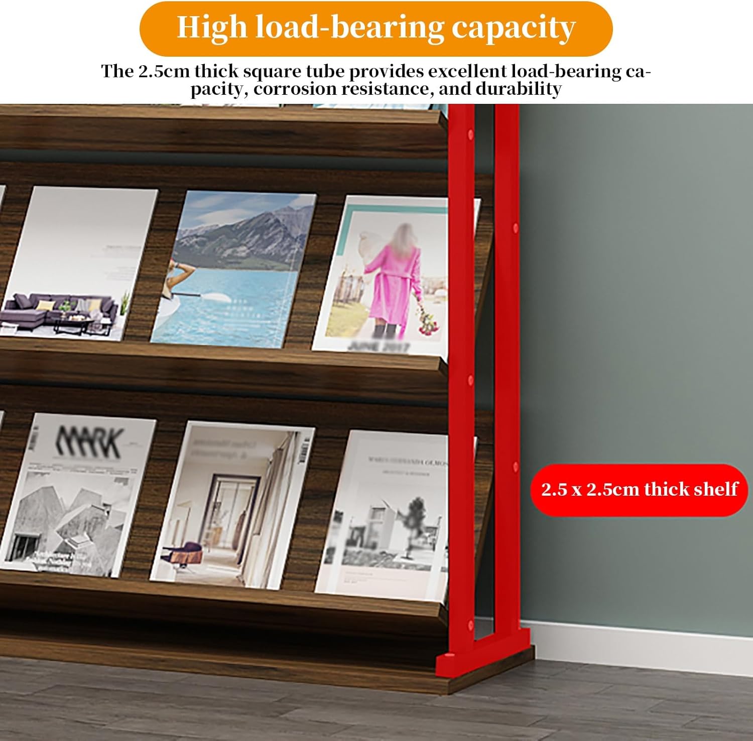 Magazine Display Racks Floor Standing Display Stand 5-tier design Large storage capacity Periodical Flyer Rack Stable and load-bearing Suitable for many occasions(Gray,100cm)
