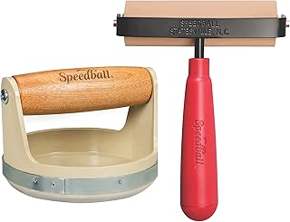Speedball Baren & 4-Inch Deluxe Soft Rubber Brayer Bundle for Block Printing