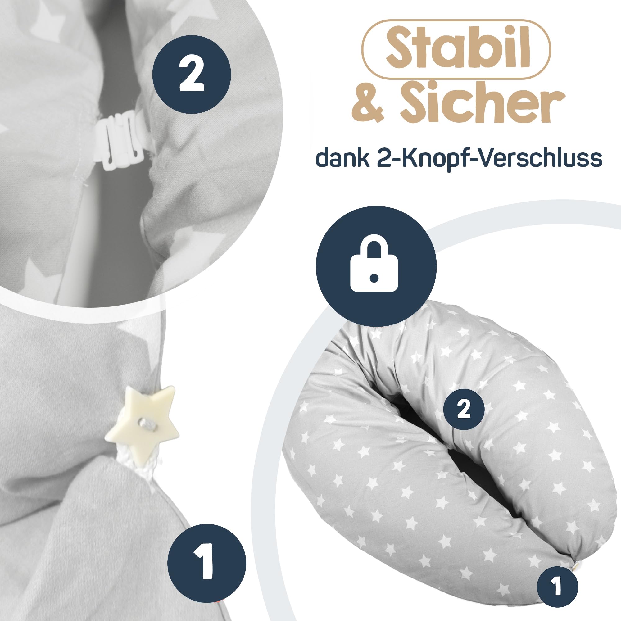 Baby's Stillkissen XXL - 190cm Schwangerschaftskissen mit Bezug - Geprüftes Schwangerschaft Kissen für Baby & Erwachsene - Kuscheliges Stillkissen Seitenschläferkissen & Lagerungskissen Erwachsene