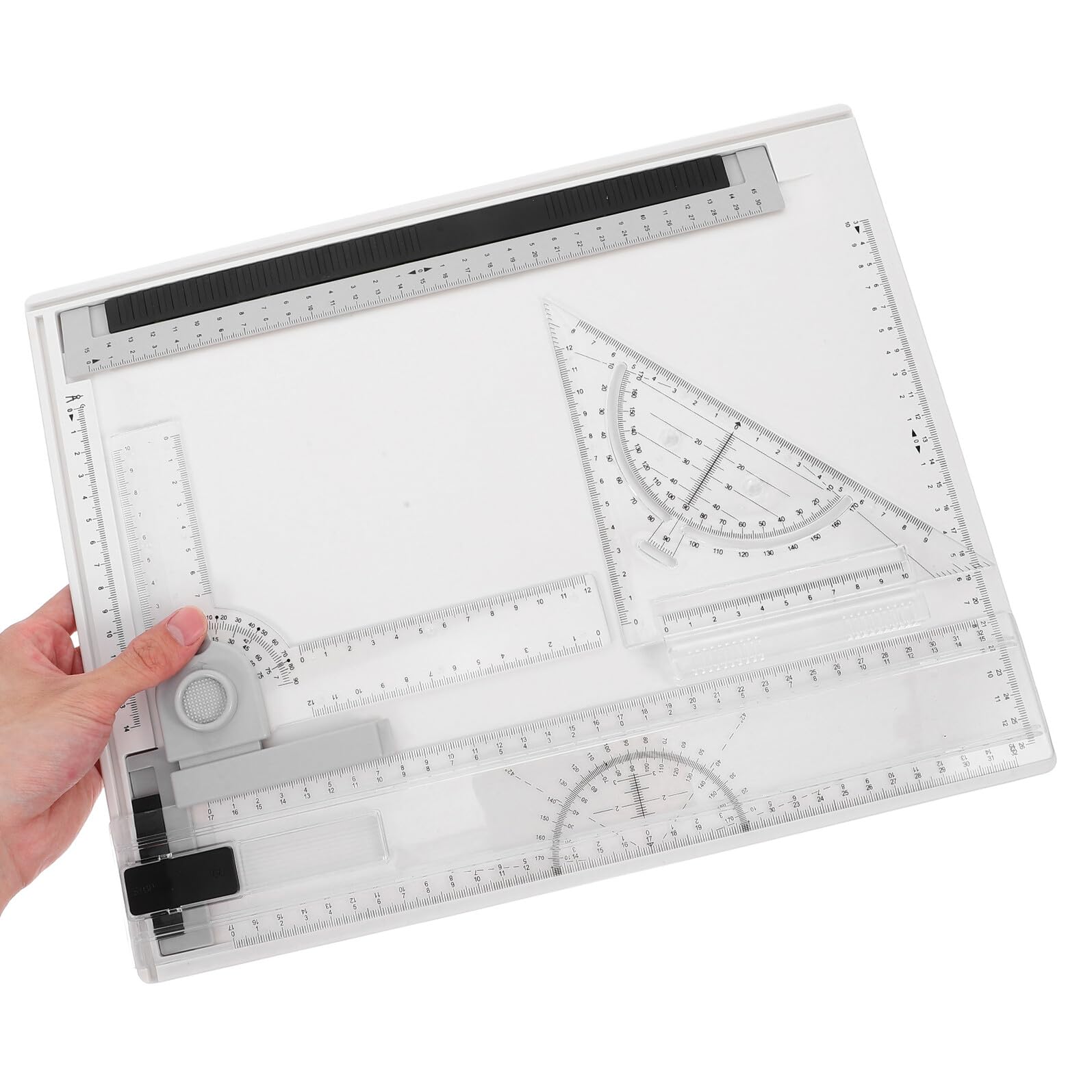 Zeichenbrett mit Präzisen Skalen und Linealen A4 aus Kunststoff Stabiles Tragbares Architektur Maltafel Satz für Skizzieren und Geometrische Perspektivzeichnungen