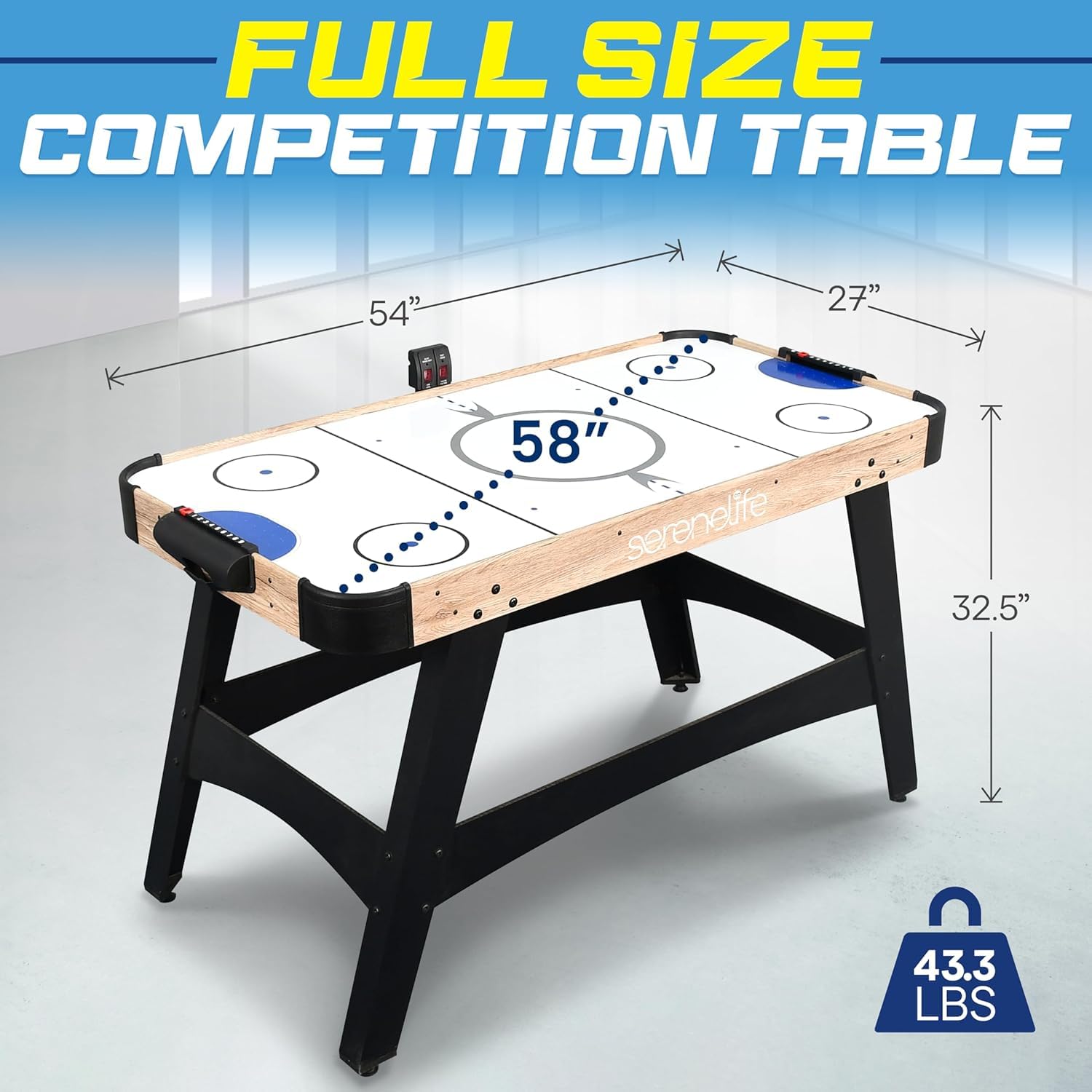 Soozier Table de hockey pneumatique de 154,9 cm, table de jeu d'arcade alimentée 12 Soozier Table de hockey pneumatique de 154,9 cm, table de jeu d'arcade alimentée 12
