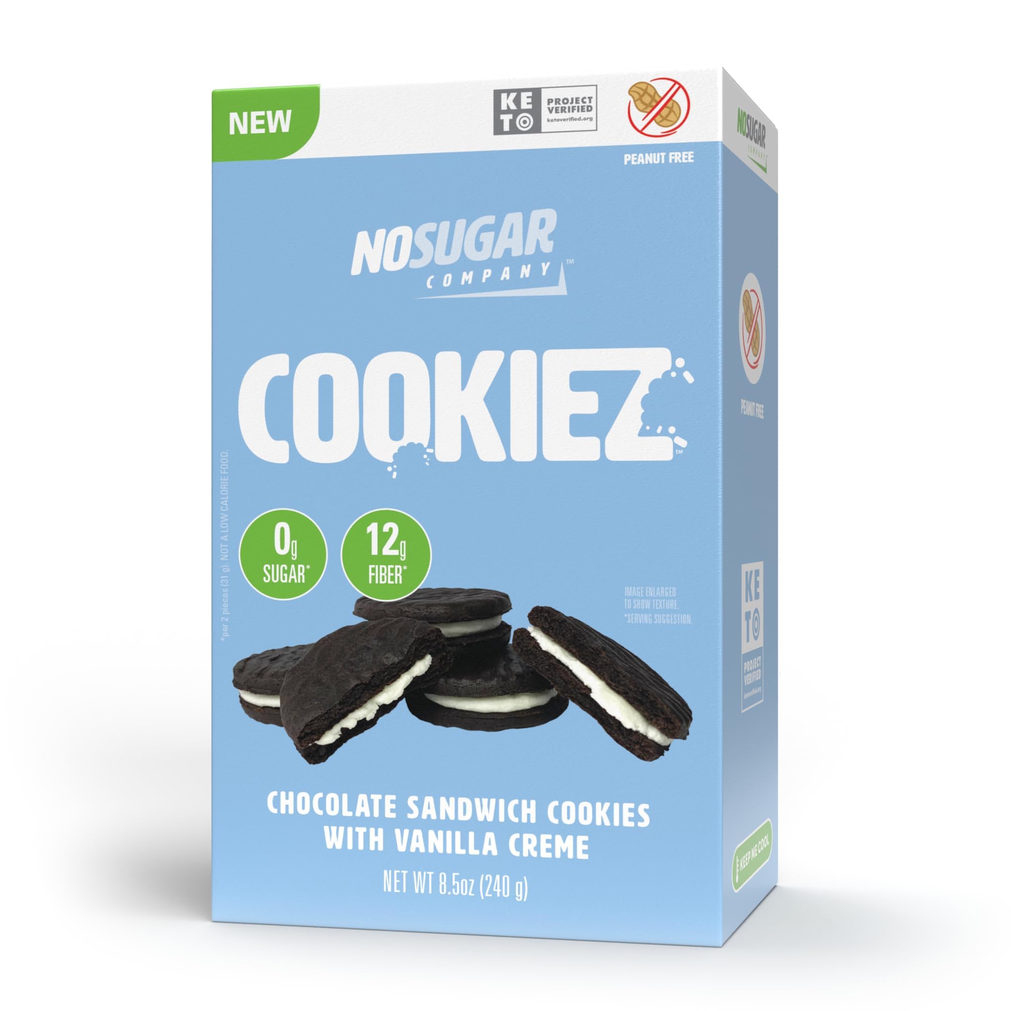 *NEW* No Sugar Sandwich Cookiez - Keto Food, Sugar Free Treats, Healthy Snack Foods, Diabetic Friendly, Ketogenic Products (240g)