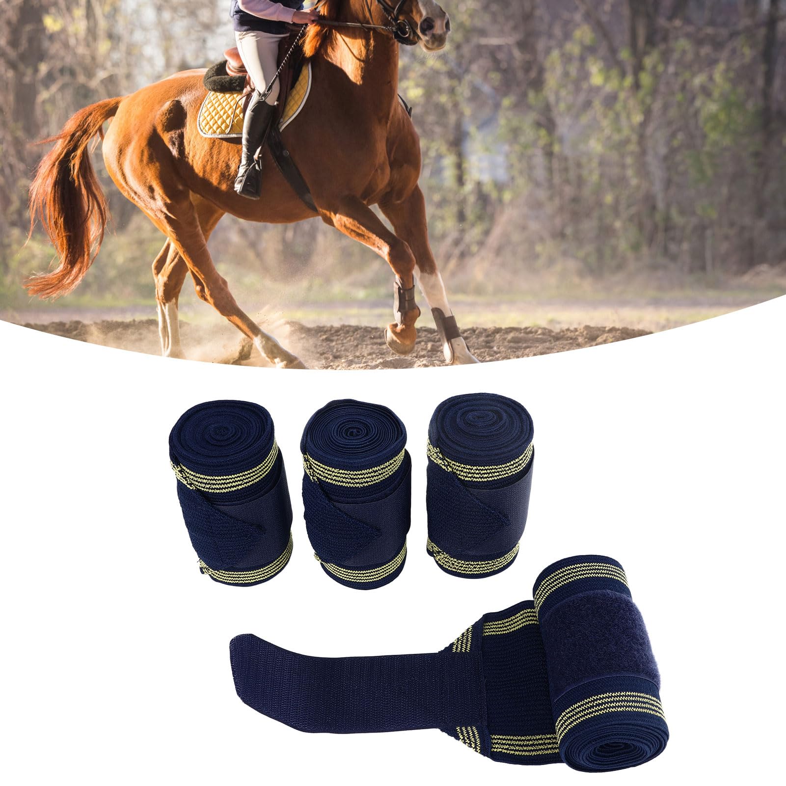 Classic Equine Standing Wrap Bandage Instructions Set Of 4 Horse No Bow Bandage 3D Contoured Standing Wrap Bandages Stable Nylon Standing Wraps For Horses Set Of 4