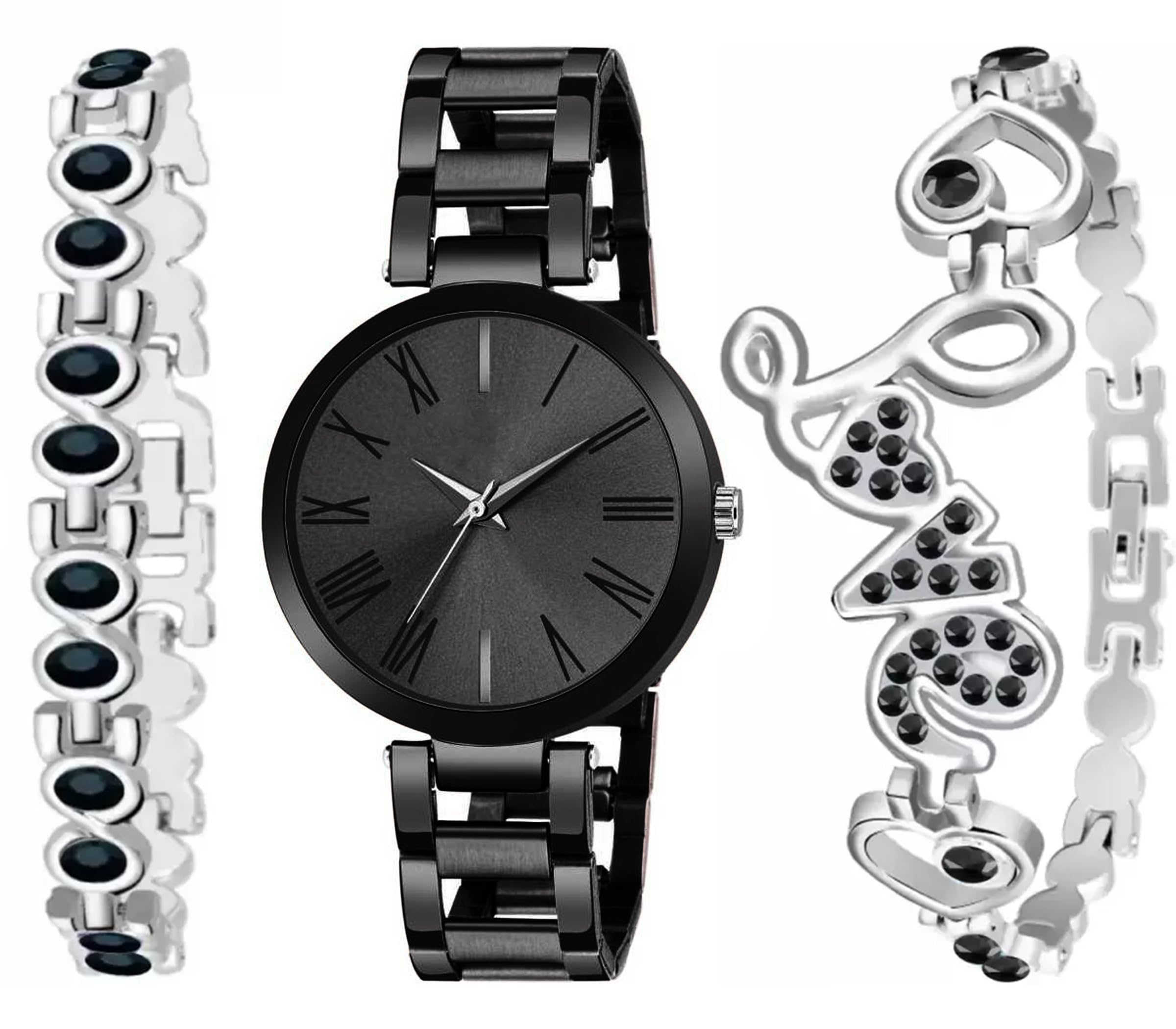 Motu Gaju Analog Round Black Dial Watch for Girls with Love Bracelet Steel Belt for Women Gift for Teenage Girls (B0CVBDF67G) Amazon Price History, Amazon Price Tracker