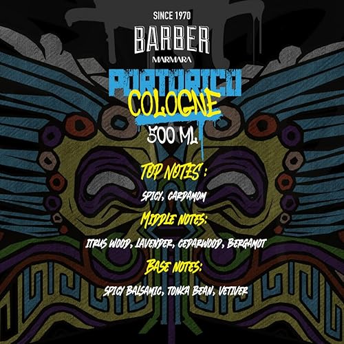 Miniatura 3 de BARBER MARMARA PUERTO RICO Limited Edition Eau de Cologne 500 ml Men's Fragrance Water Glass Bottle Gift Packaging Men's Perfume Aftershave Men