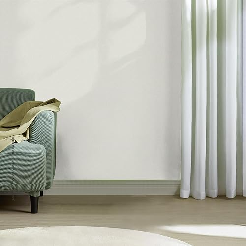 Miniatura 5 de Anmon Papel tapiz blanco beige para despegar y pegar, papel adhesivo blanco mate de 17.7 x 118 pulgadas, papel tapiz color crema, impermeable,
