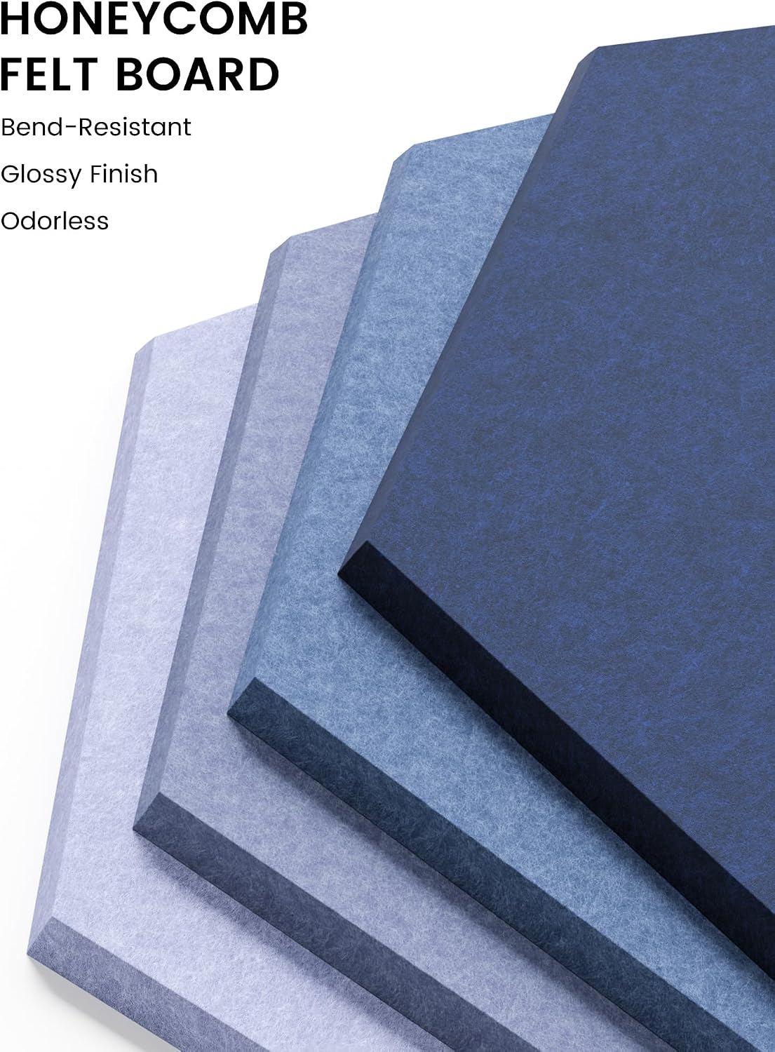 Fluxynara Hexagon Cork Board Alternative for Walls Decor-8-Pack Felt Bulletin Board Tiles,with 30 Pushpins,50 Adhesive Tabs for Office,Classrooms & Home Pin Board Felt Board-Denim Mist