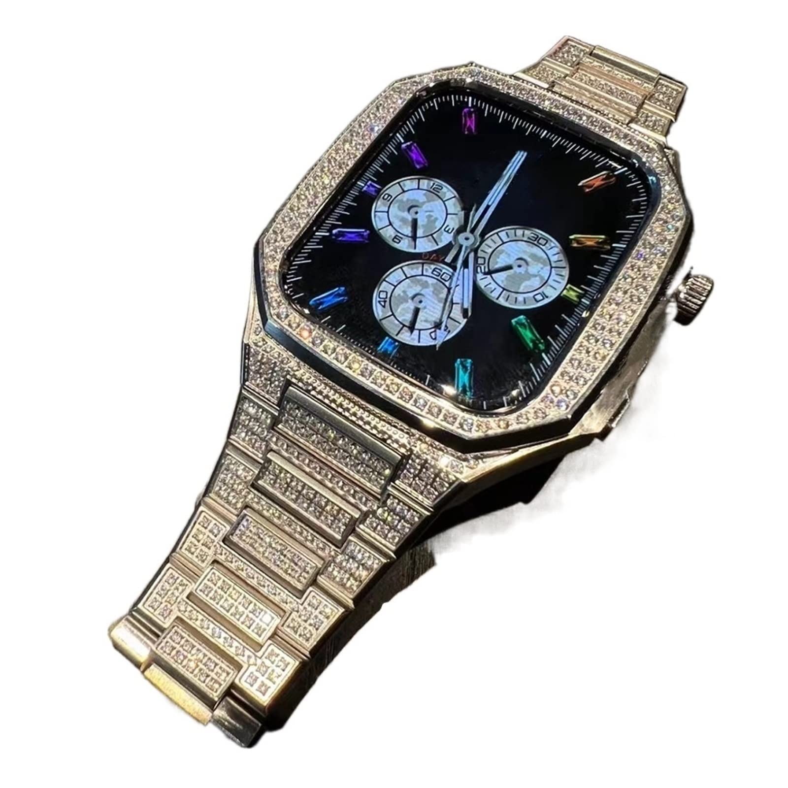 AEMALLDiamond Modification Kit for Apple Watchband 45mm Stainless Steel＆Strap Case for Series Iwatch 7 6 5 SE 4 Accessoires Mod Set