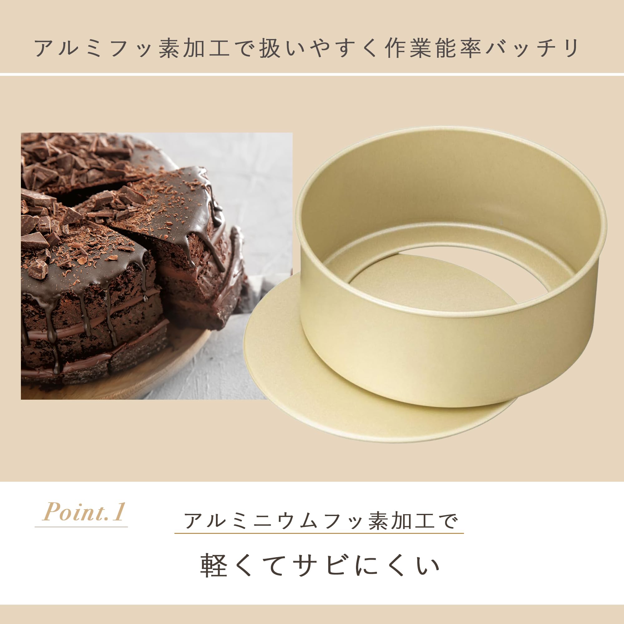 Amazon.co.jp: 貝印 KAI ケーキ型 COOKPAD ホールケーキ 底取式 アルミ