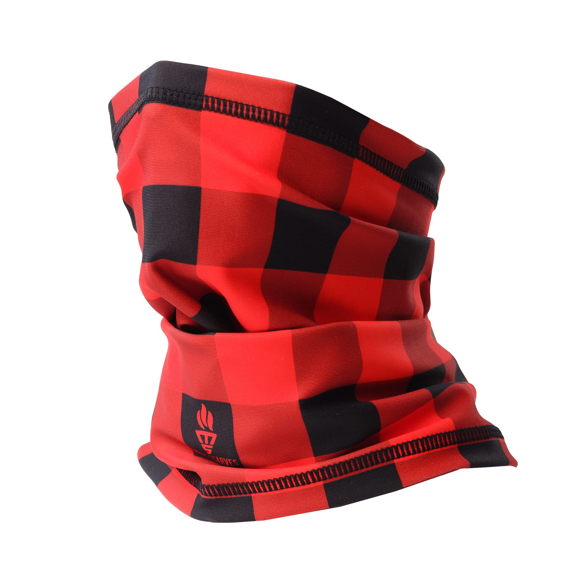 Winter Plaid Buffalo Red Black Check Fleece Men Snood Neck Tube Scarf Biker Bandana Balaclava Scooter MOD Cafe Racer Lumberjack Scarf