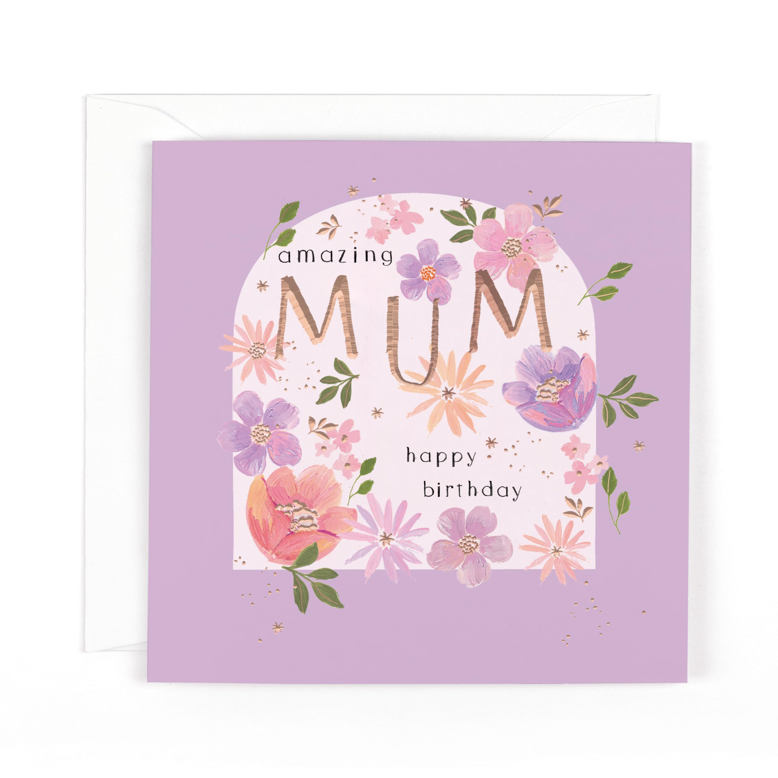 Hotchpotch Luxury Foiled Amazing Mum Birthday Card - Contemporary Design, 6 X 6 Inches