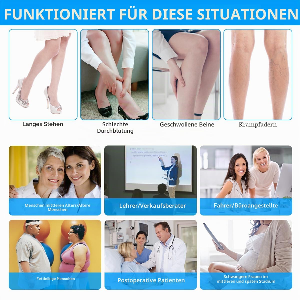 YISEMEYA 2 Paar medizinische lange Kompressionsstrümpfe für Damen, 20–30 mmHg Damen-Stützstrümpfe, blickdichter Zehenwickel, Damen-Kompressionsstrumpfhose, tolle Unterstützung bei Krampfadern, Ödemen