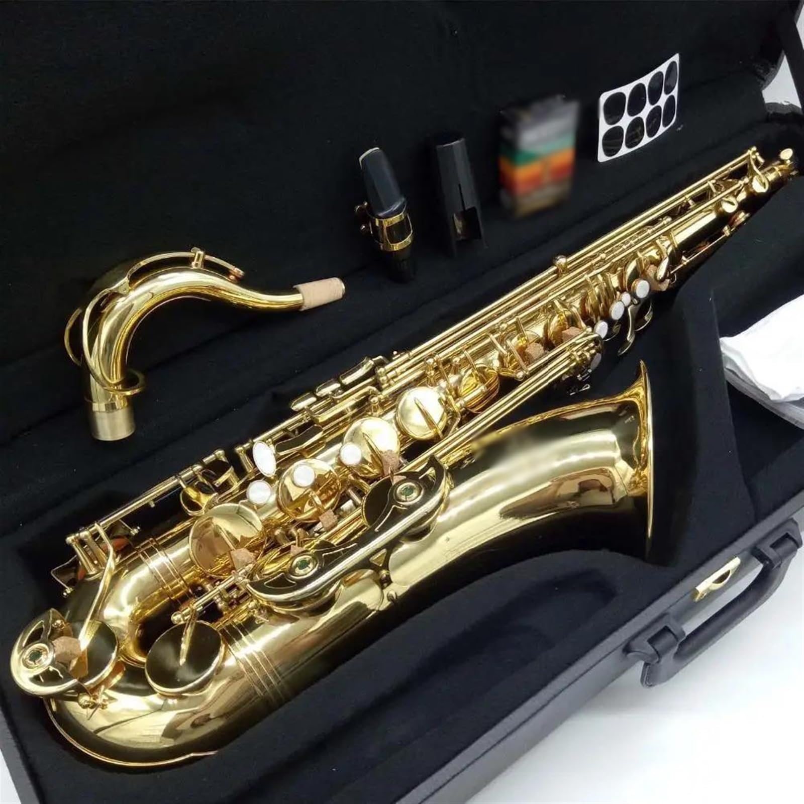 Saksofon Saksofon Tenorowy Złoty Lakier Profesjonalny Saksofon Tenorowy Z Ustnikiem Na Szyję Stroikową (Color : Cloth bag)