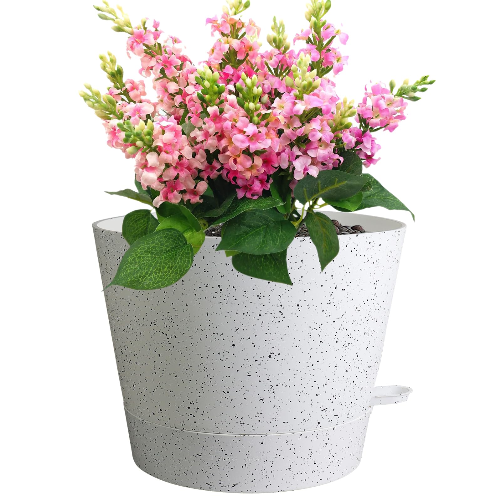 Meowell 12 inch Large Self Watering Pots, Plant Pots with Mesh Drainage Holes for Indoor Outdoor Plants, Plastic Planters with Deep Reservoir for