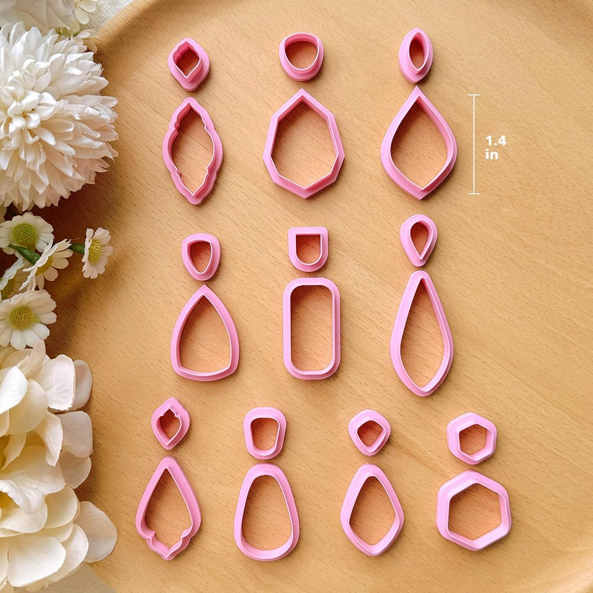 KEOKER Clay Cutters, Organic Polymer Clay Cutters for Earrings Making, 20 Shapes Floral Polymer Clay Cutters, Studs Clay Cutters for Polymer Clay Jewelry (A+B) - Image 4