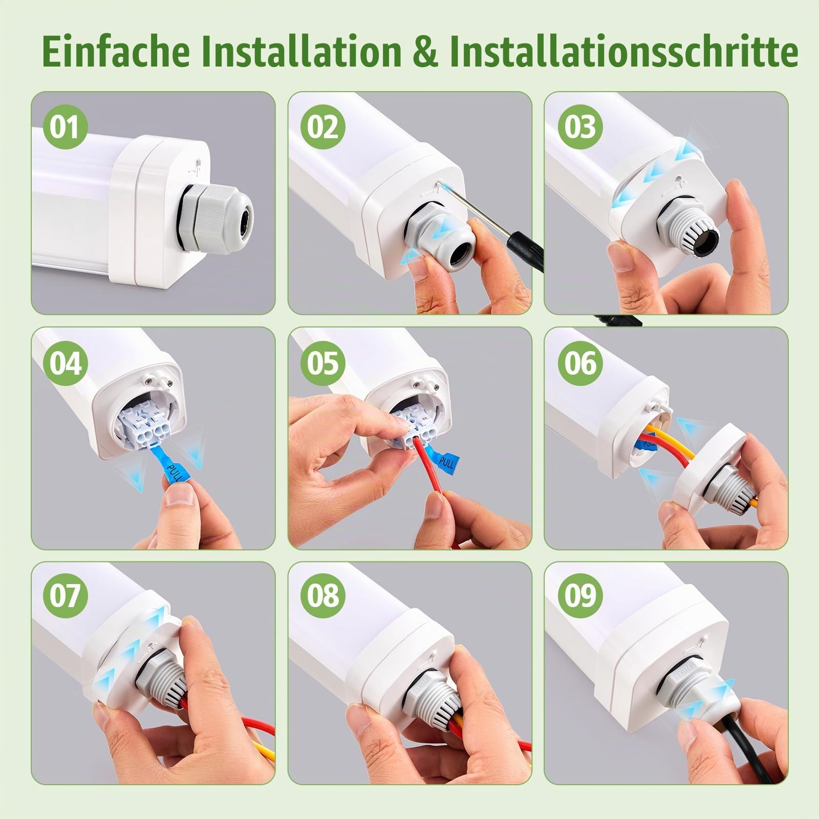LEZOE LED Feuchtraumleuchte 120CM mit Bewegungsmelder IP66, 30W 4200Lumen (140Lm/W) Sensor LED Bürodeckenleuchte Röhre, Wasserdicht Wannenleuchte für Bad Lager Keller Garage Werkstatt Küche 4000K