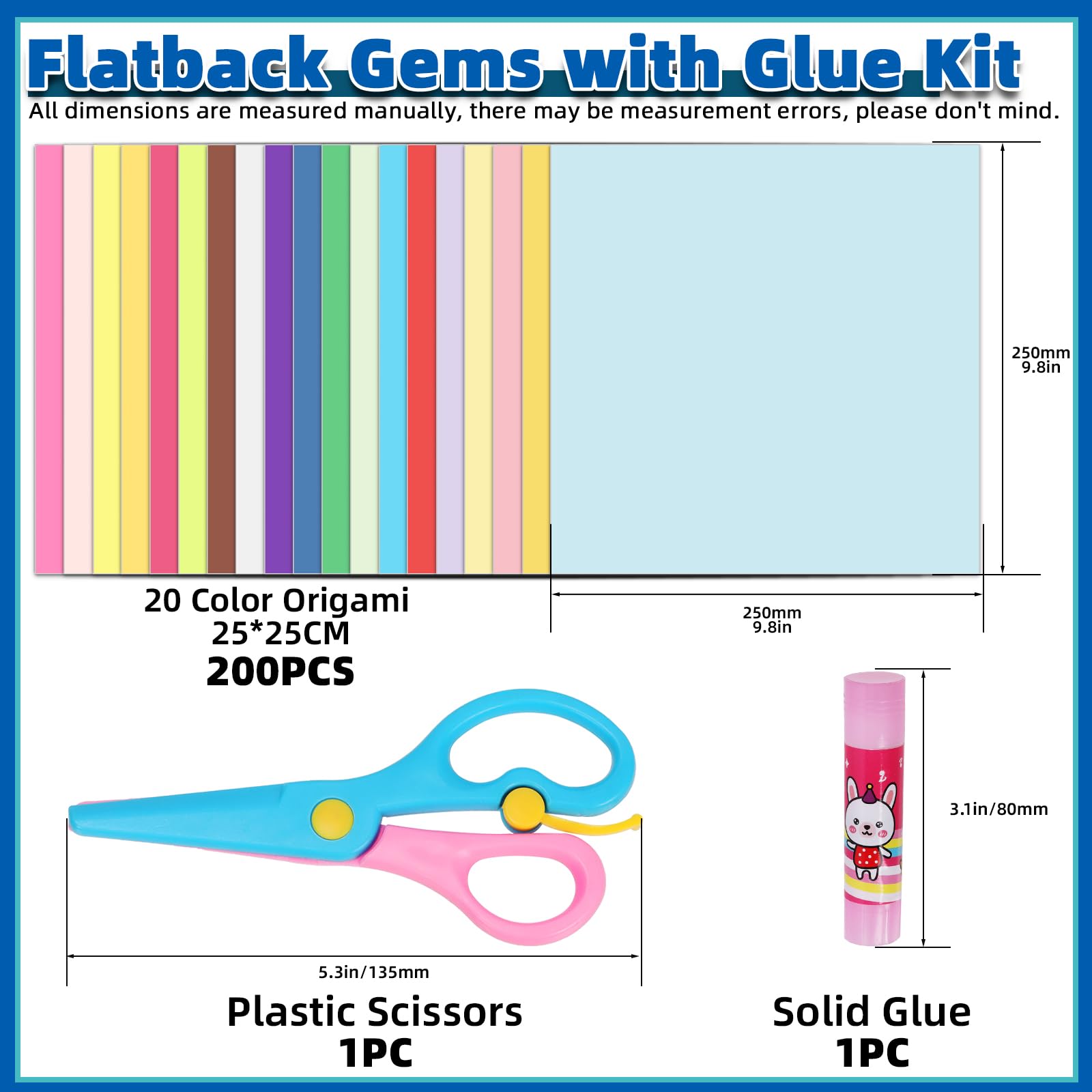 Glarks 200 Sheets Origami Paper, 10In Square Sheet, 20 Vivid Colors Same Color on Both Sides Easy Fold Paper for Crafts & Art - Image 2