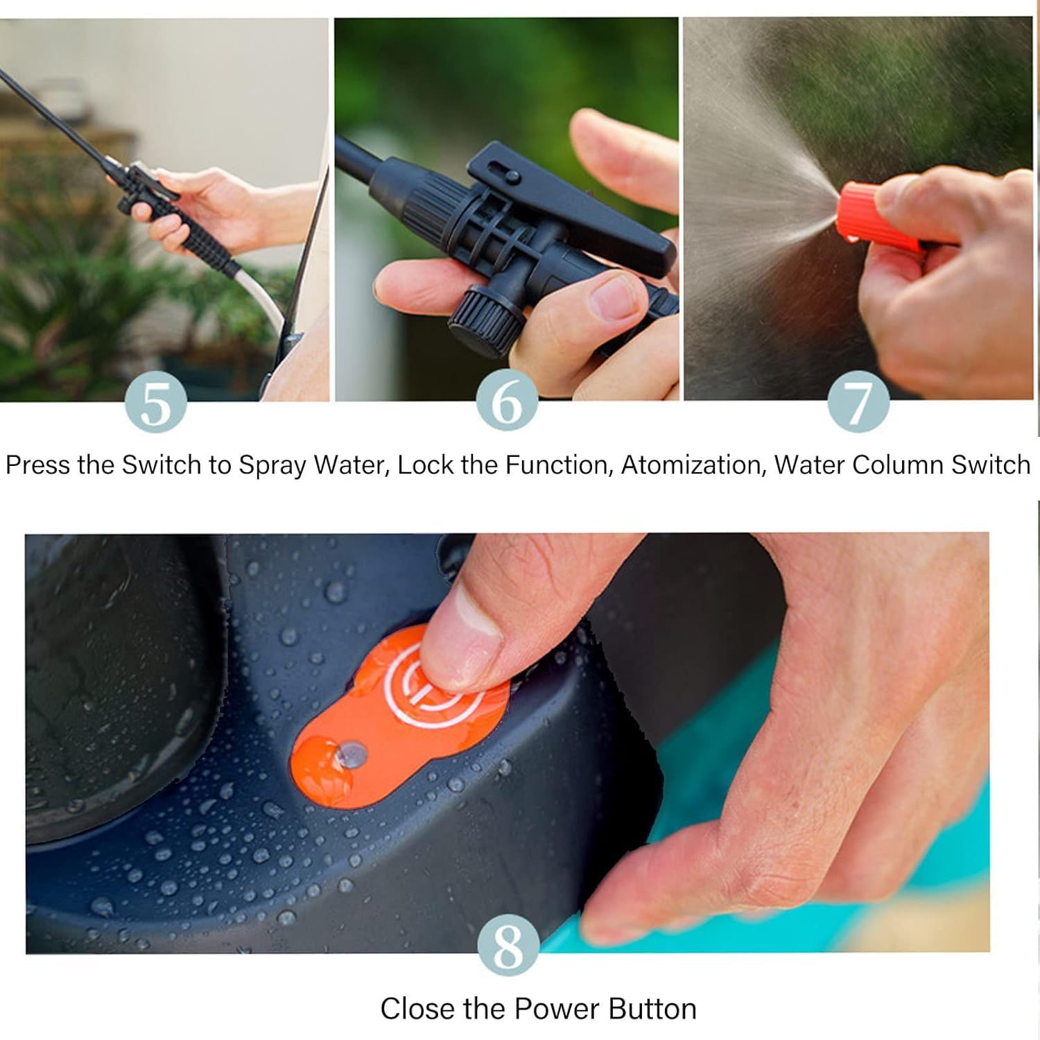 Pulverizador eléctrico, pulverizador de jardín 8L, pulverizador con batería recargable USB, pulverizador de lanza Telescópica pulverizador dorsal para jardín, techado, riego, deshierbe