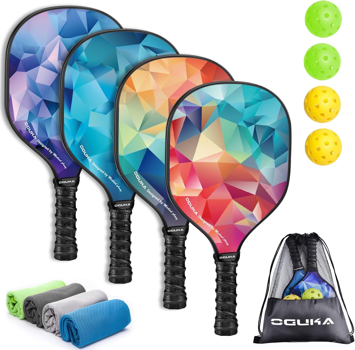 Juego de 4 paletas pickleball aprobadas USAPA con accesorios
