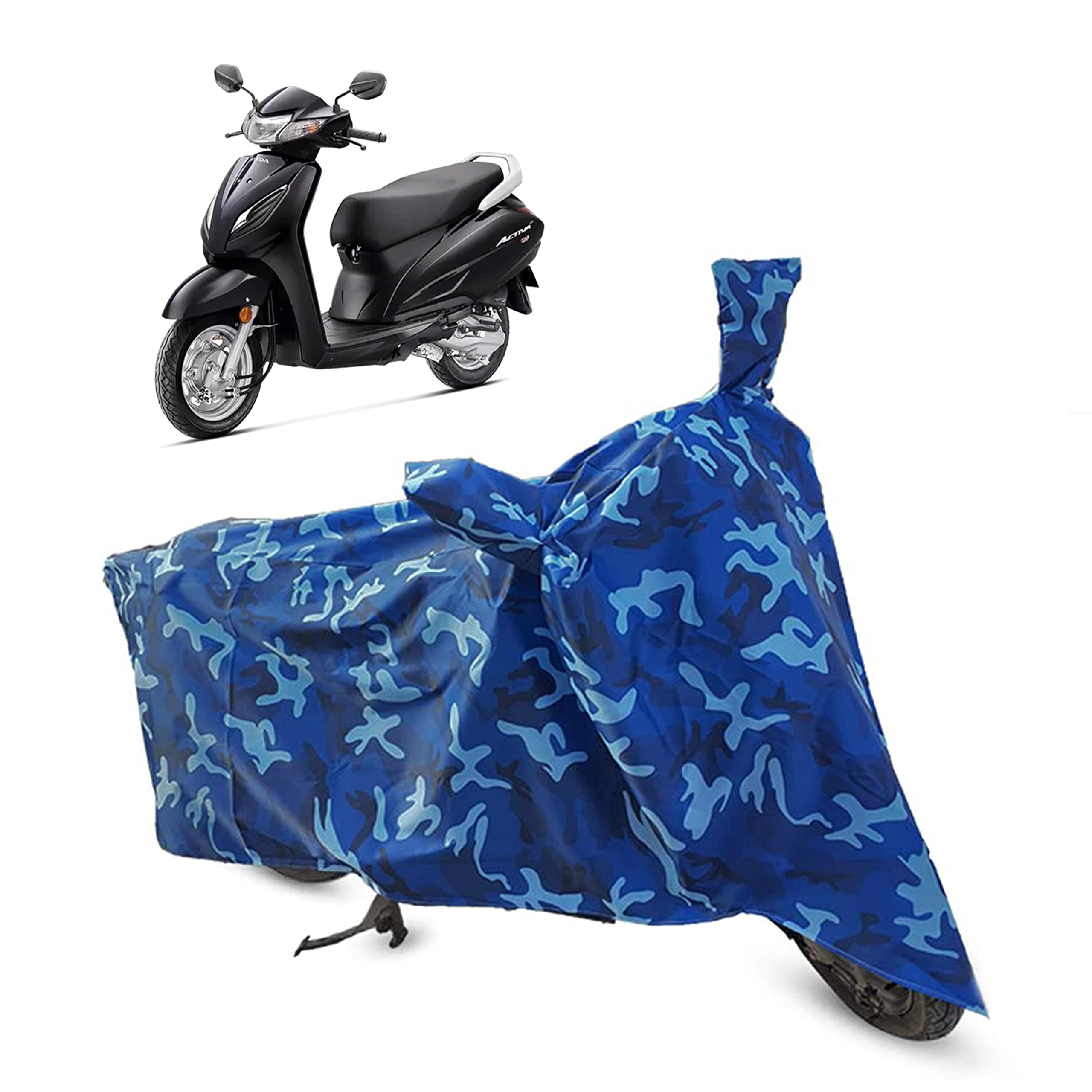 Amazon Brand - ST Enterprises UV Protected, Dustproof and Water Resistant Cover for Activa-6G (Universal Size)(Blue Camouflage)