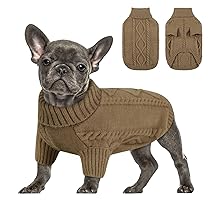 Queenmore Maglioncino Taglia Grande Per Cane, Maglione Bassotto Caldo, Felpa A Collo Alto Ritorto, Vestiti Per Cani E Gatti, Elastico Per Bulldog Francese Barboncino Chihuahua, Marrone, XL