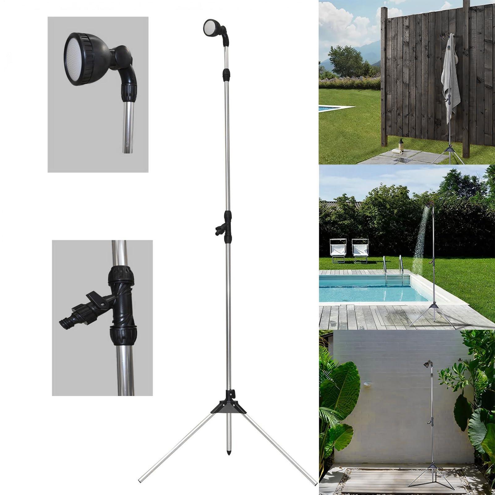 Pool -Duschen für außen, Outdoor Pool Dusche Stativständer Camping im | Außen -Spa -Teile, freistehende, freiliegende Badesystem, Gartensprinkler für Zuhause