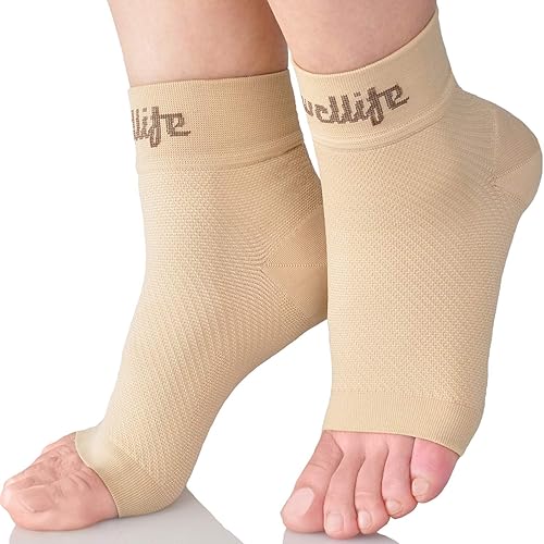 Dowellife - Calcetines de fascitis plantar, tobillera de compresión y soporte de arco, mangas de compresión de pies, hinchazón fácil, tendinitis de