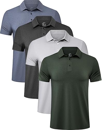 TELALEO Paquete de 45 camisas polo para hombre, secado rápido, manga corta, para golf, rendimiento que absorbe la humedad, entrenamiento casual