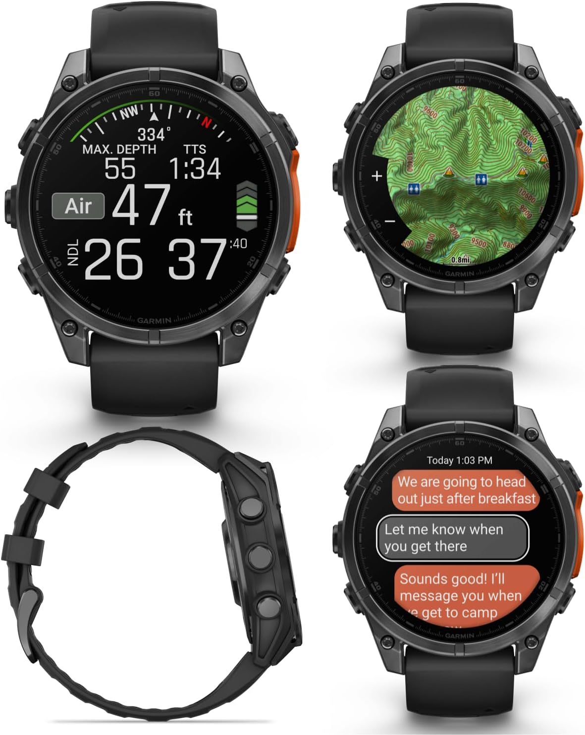 Wearable4U Garmin Fenix 8 – 47 mm, AMOLED Multisport GPS Smartwatch, Slate Gray with Black Silicone Band, Built-in LED Flashlight, Voice Control Power Bank Bundle 4 71J6edFnXQL. AC SL1500