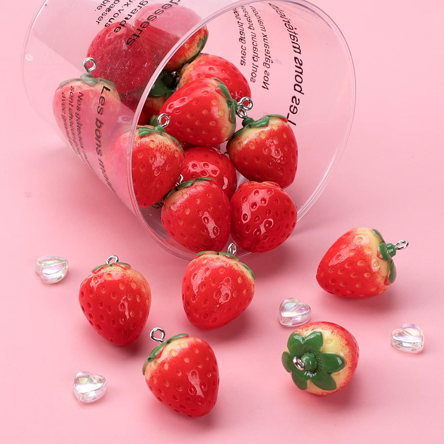 OIIKI 30Pcs 3D Red Strawberry Pendants, Cute Resin Hanging Fruit Beads DIY Crafts Supplies Decorative Accessories for Jewelry Making Necklaces Earrings Bracelets - Image 4