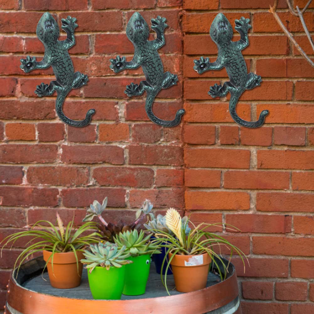 TOYANDONA Gecko Wandhaken Aus Gusseisen – Vintage Design, Schwarz | Dekorativer Haken Für Schlüssel, Handtücher & Mehr