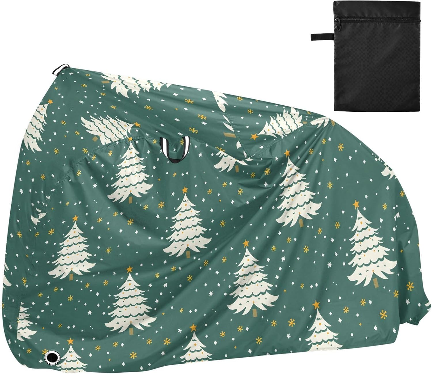 ALAZA Christmas Tree Snow Bike Cover Waterproof Outdoor Ebike Bicycle Covers Tarp Protection for 1/2 Bikes, Sun UV Dust Wind Proof