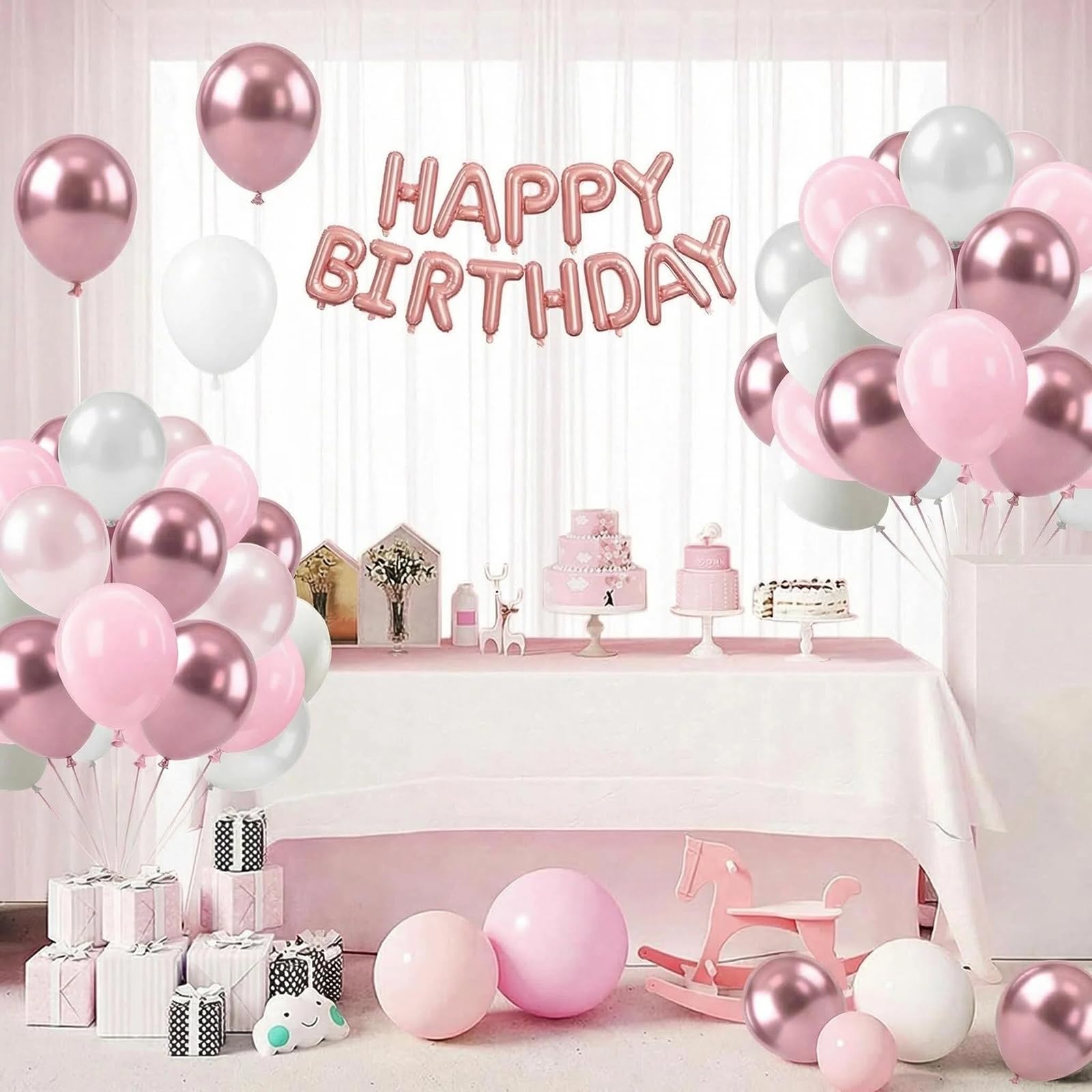 Rosa Luftballons, 60 Stück, 30,5 cm, metallisch, hellrosa und perlweiß, Luftballons für Geburtstag, Hochzeit, Babyparty, Brautparty, Party-Dekorationen