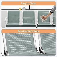 Vista 7 de Kinfant Sillas de sala de espera – Sillas de recepción de conexión de 4 asientos, sillas de sala de espera con brazos y marco de acero inoxidable