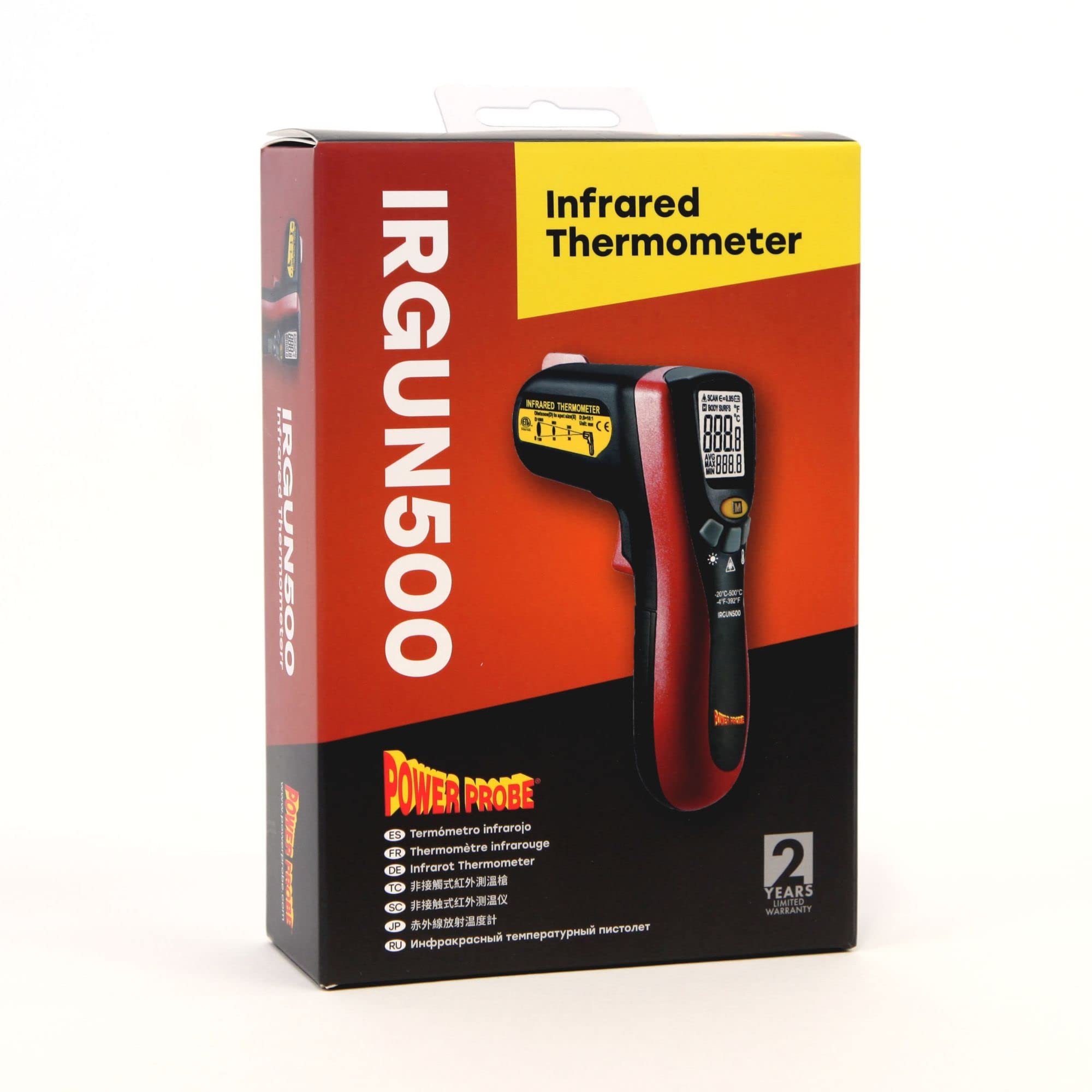 Power Probe IRGUN500 Termometro a infrarossi senza contatto, uso industriale da -20°C a 500°C visualizza valori MIN/MAX/Media con display retroilluminato