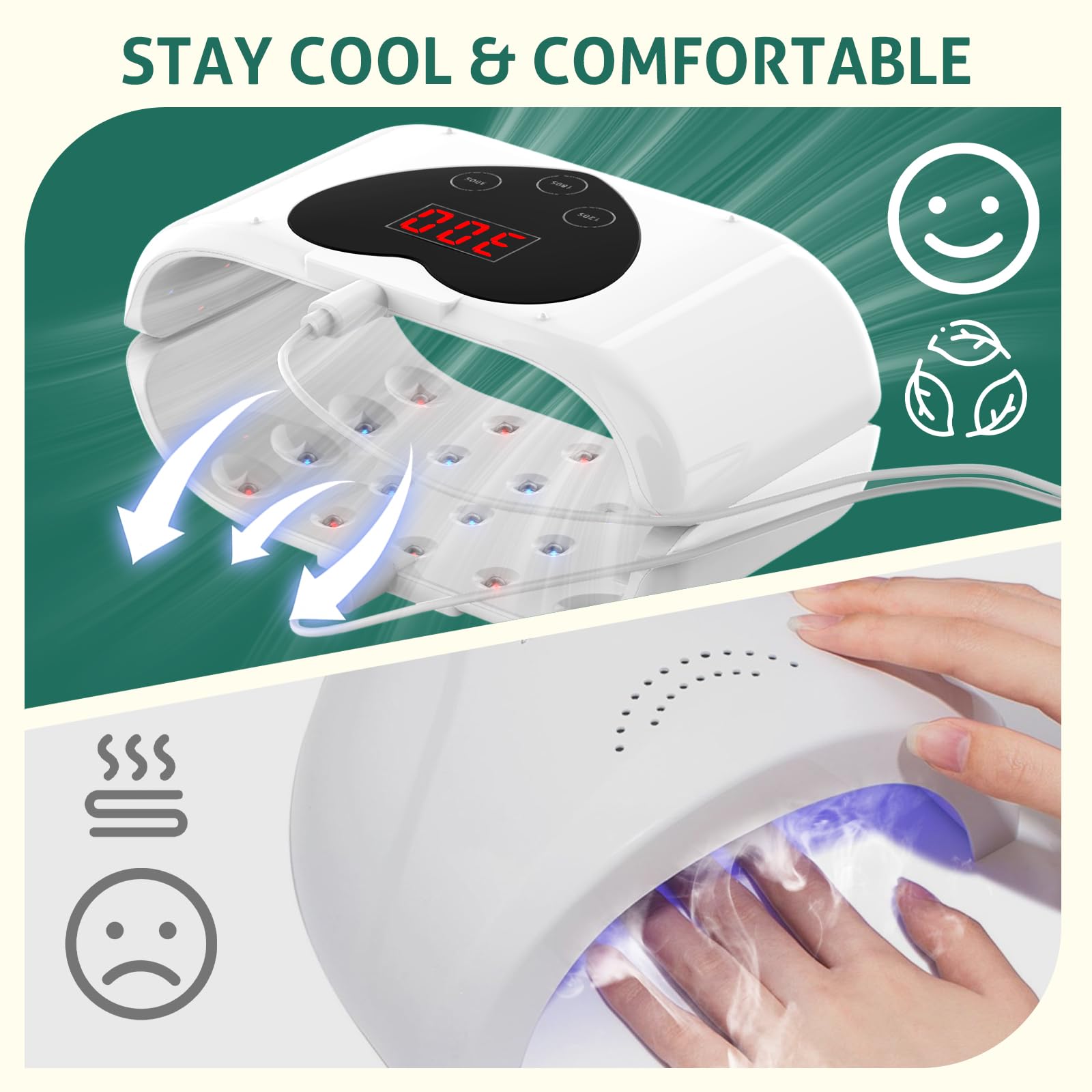 iKeener Diseño Separable Aparato para Hongos Uñas para Todas las Uñas, 80 LEDs 460nm Respirable Luz Azul & 650nm Luz Roja Dispositivo para Uso Doméstico, 120s/180s/300s Timer