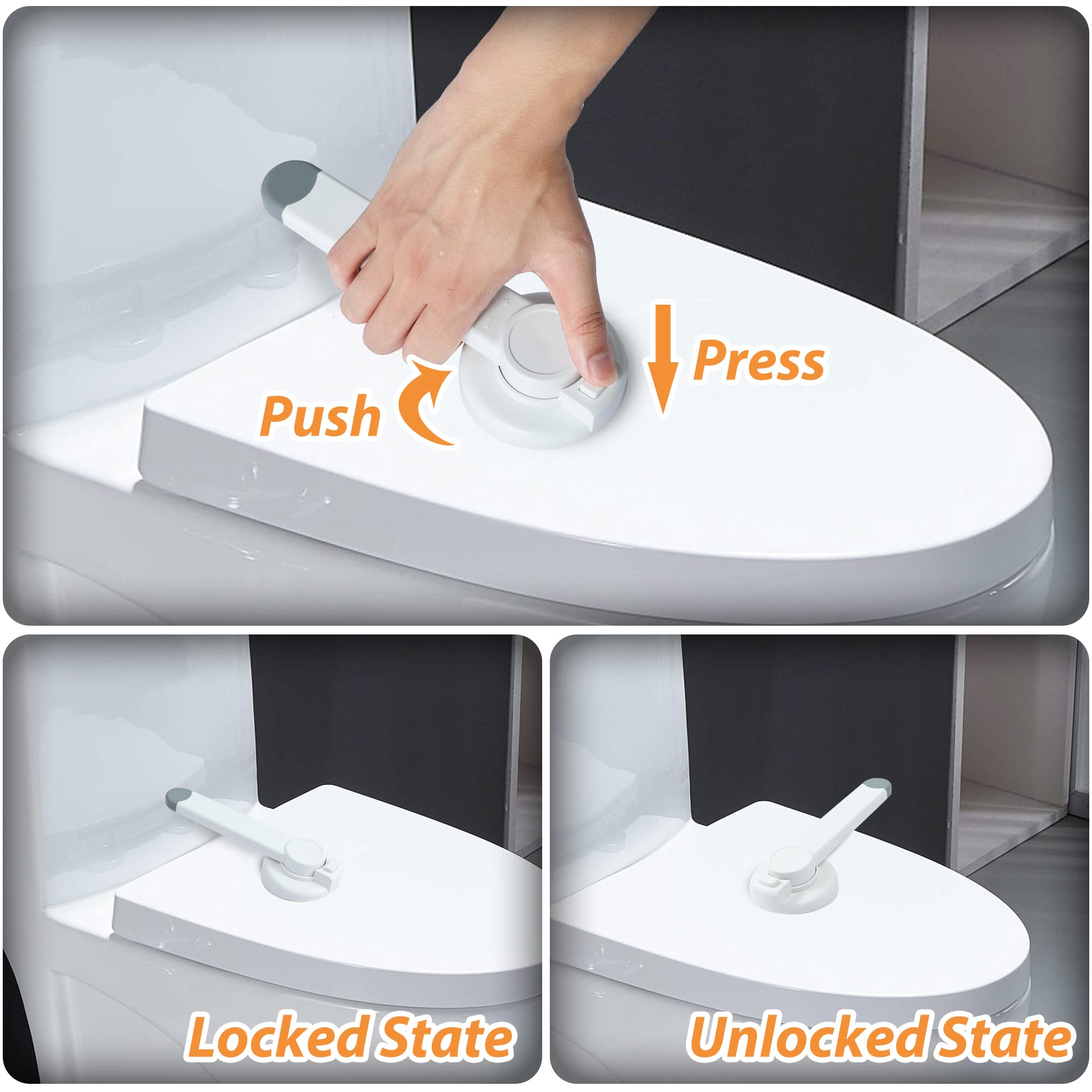 Verrou de Toilettede de Sécurité pour Bébé, 2Pack Verrou de Toilette à l'épreuve des Bébés Amélioré Sécurité des Enfants Aucun Outil Nécessaire Installation Facile avec Adhésif 3M.