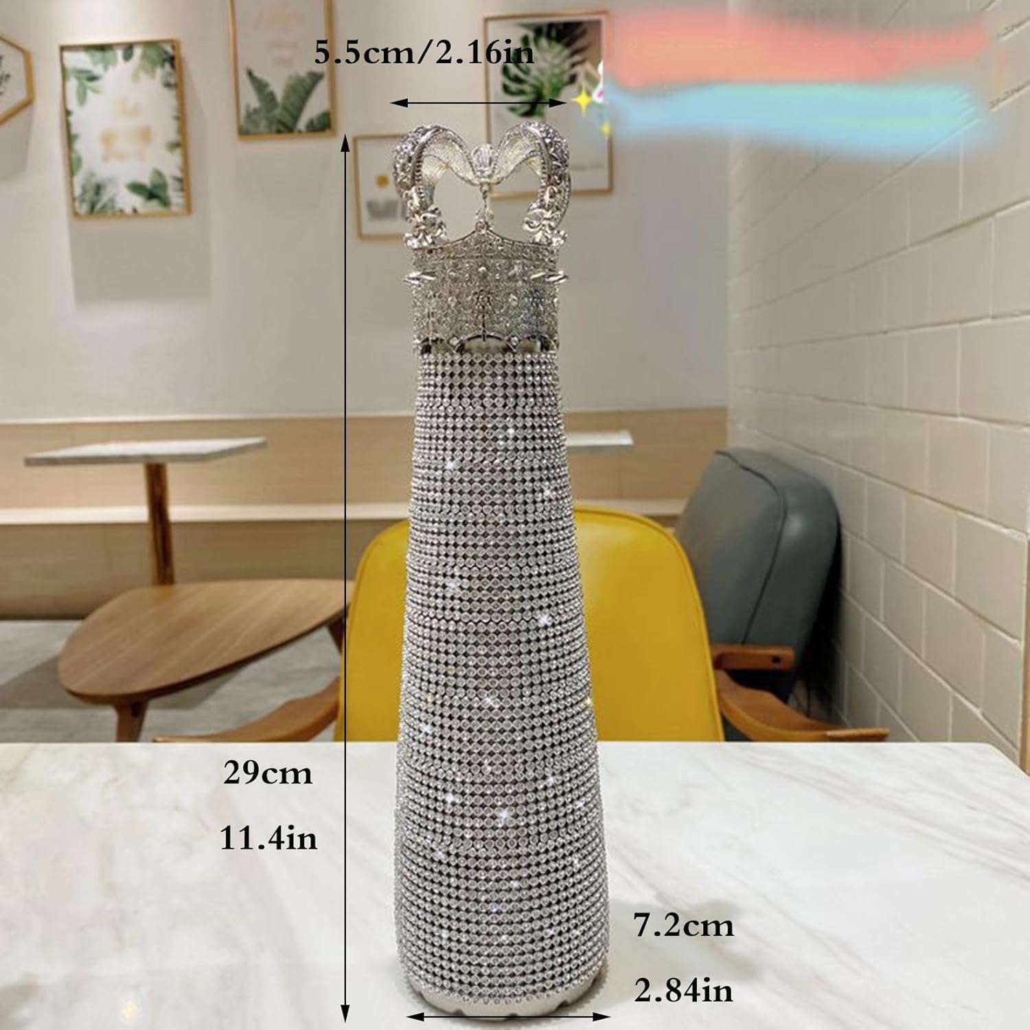 Diamentowa termos, butelka termiczna, kubek termiczny Kubek podróżny Bling Rhinestone Shinning Butelka na wodę Diamentowa kolba ze stali nierdzewnej Butelka próżniowa do domu Boże Narodzenie Walentynk