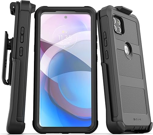 Miniatura 9 de Encased Falcon Armor - Funda para Moto One 5G ACE con protector de pantalla integrado, funda ultra protectora resistente para teléfono (negro)