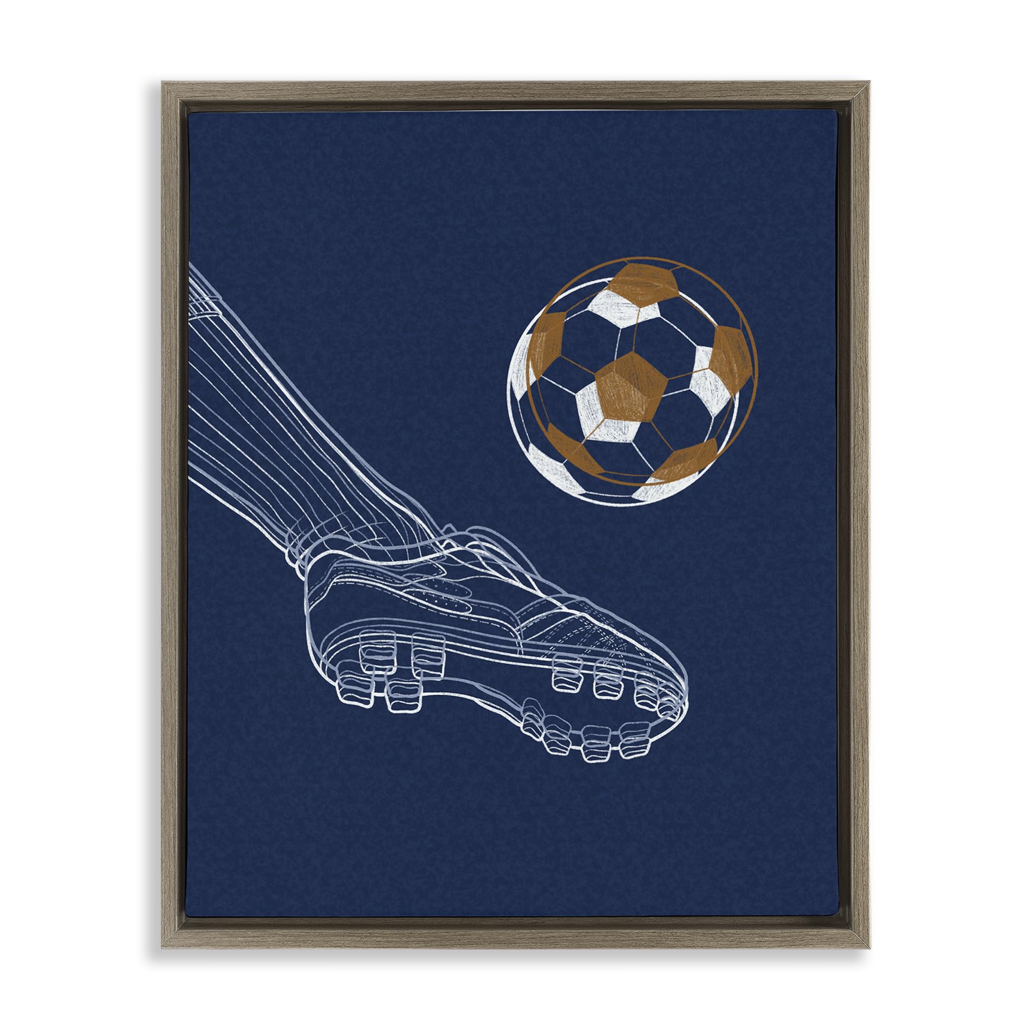 Stupell Industries Montalcino Elm (Textured) 'Soccer Lines Contour'| Floating Frame Canvas Art