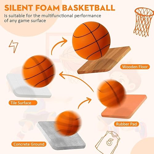 Miniatura 3 de Baloncesto silencioso tamaño 7 (29.5 pulgadas)  Baloncesto interior de espuma mejorada para regates silenciosos y entrenamiento en interiores,