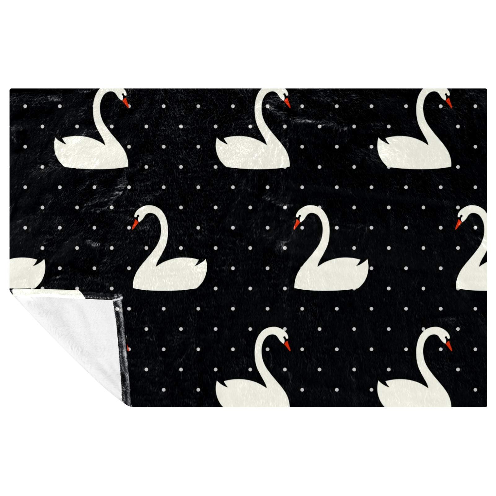 Couverture douce et chaude motif cygnes 150x100 pour camping, plage et lit enfant