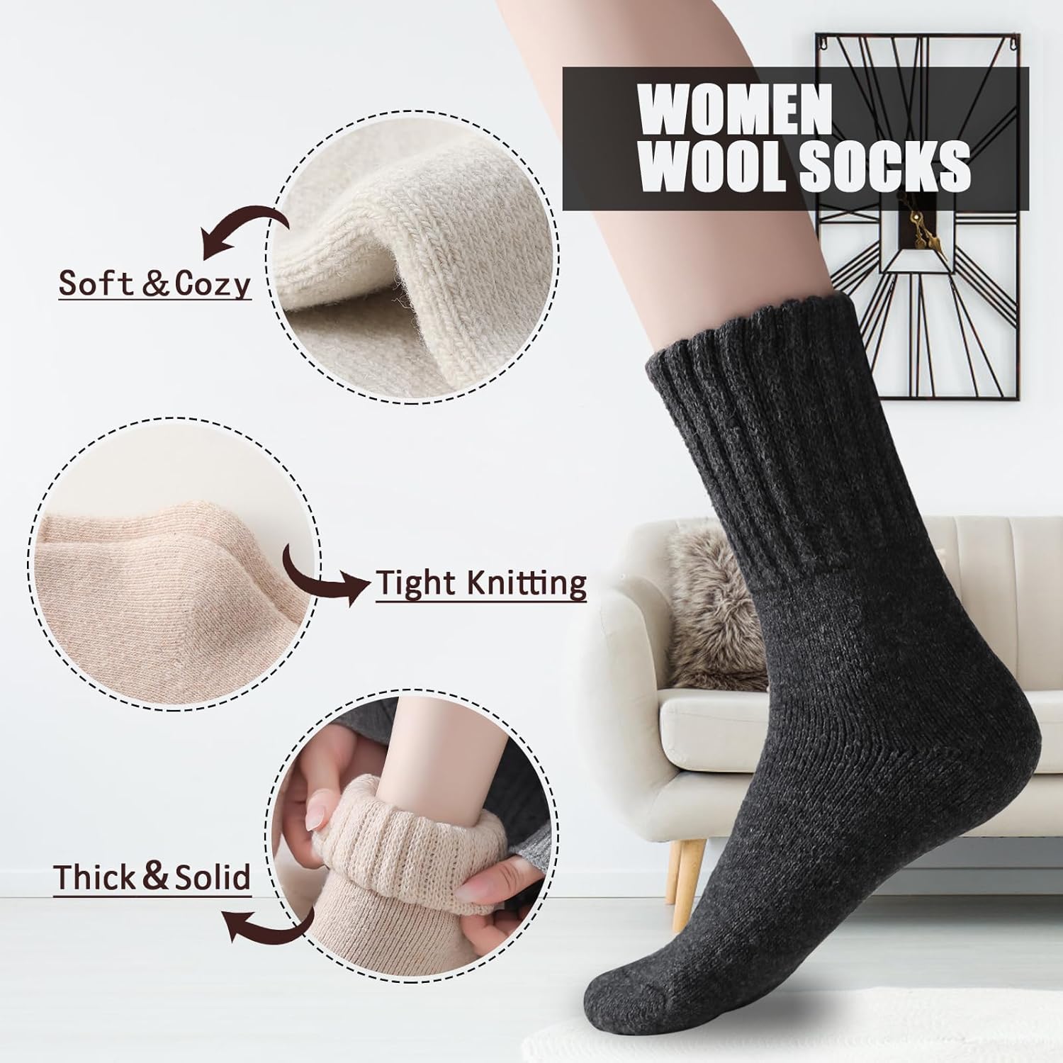 Marchare Women Wool Socks Thermal Boot Socks Winter Extra Thick Warm Cozy Sock For Women - Image 3