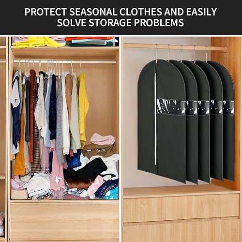 Miniatura 5 de HWAJAN Paquete de 6 bolsas de ropa de 24 x 40 pulgadas para almacenamiento de tela no tejida, bolsas de vestir moradas para colgar ropa, bolsas de