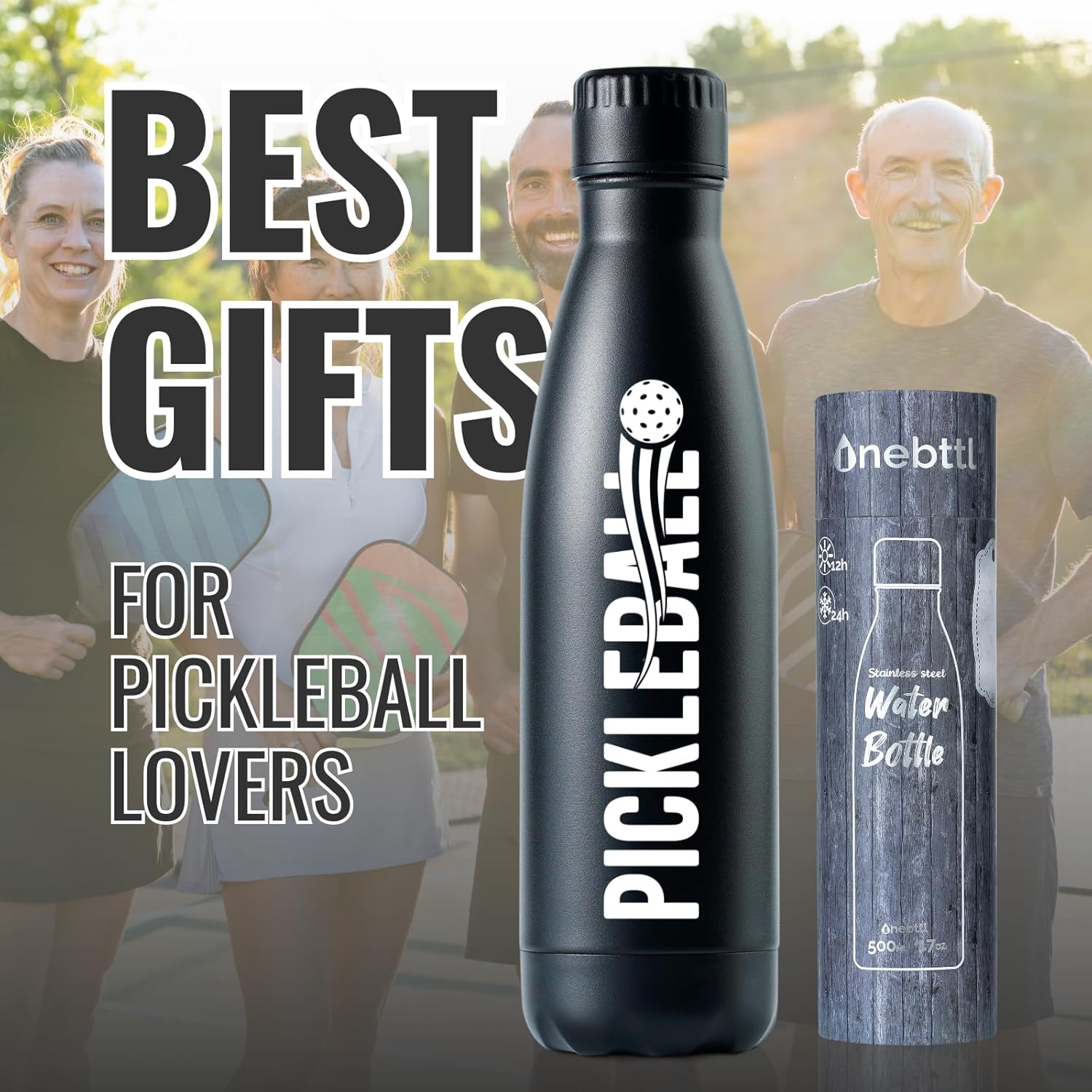 Onebttl Pickleball Gifts for Pickleball Lovers, Pickleball Accessories, 17oz Insulated Stainless Steel Drinking Bottle, Best Gifts for Christmas/Birthday - Image 7