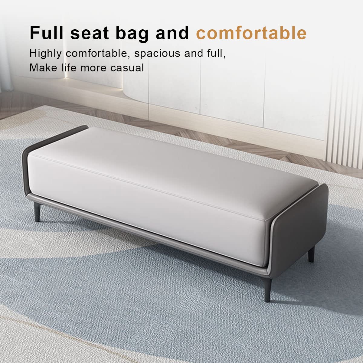 Banco De Dormitorio De Cuero, Moderno Banco Tapizado, Largo Banco De Entrada, con Asiento Acolchado Y Estante De Metal, para Baño, Sala De Estar, Vestíbulo Interior, A, 100 X 35 X 42