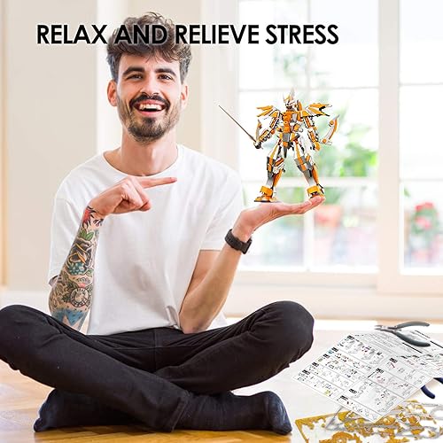 Miniatura 6 de Piececool Rompecabezas 3D para adultos, kit de modelo de figuras de metal Mecha, armadura de hoja creciente, rompecabezas para adolescentes,