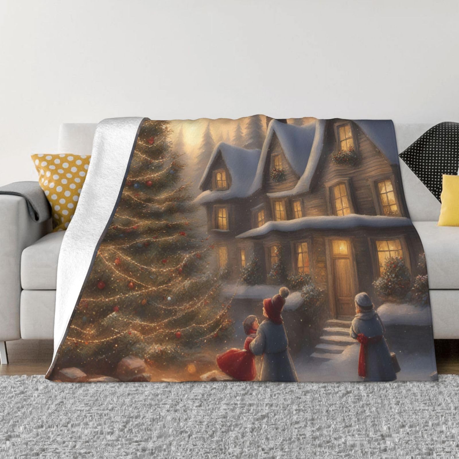 Couverture de Noël douce en peluche : votre plaid de canapé pour l'hiver