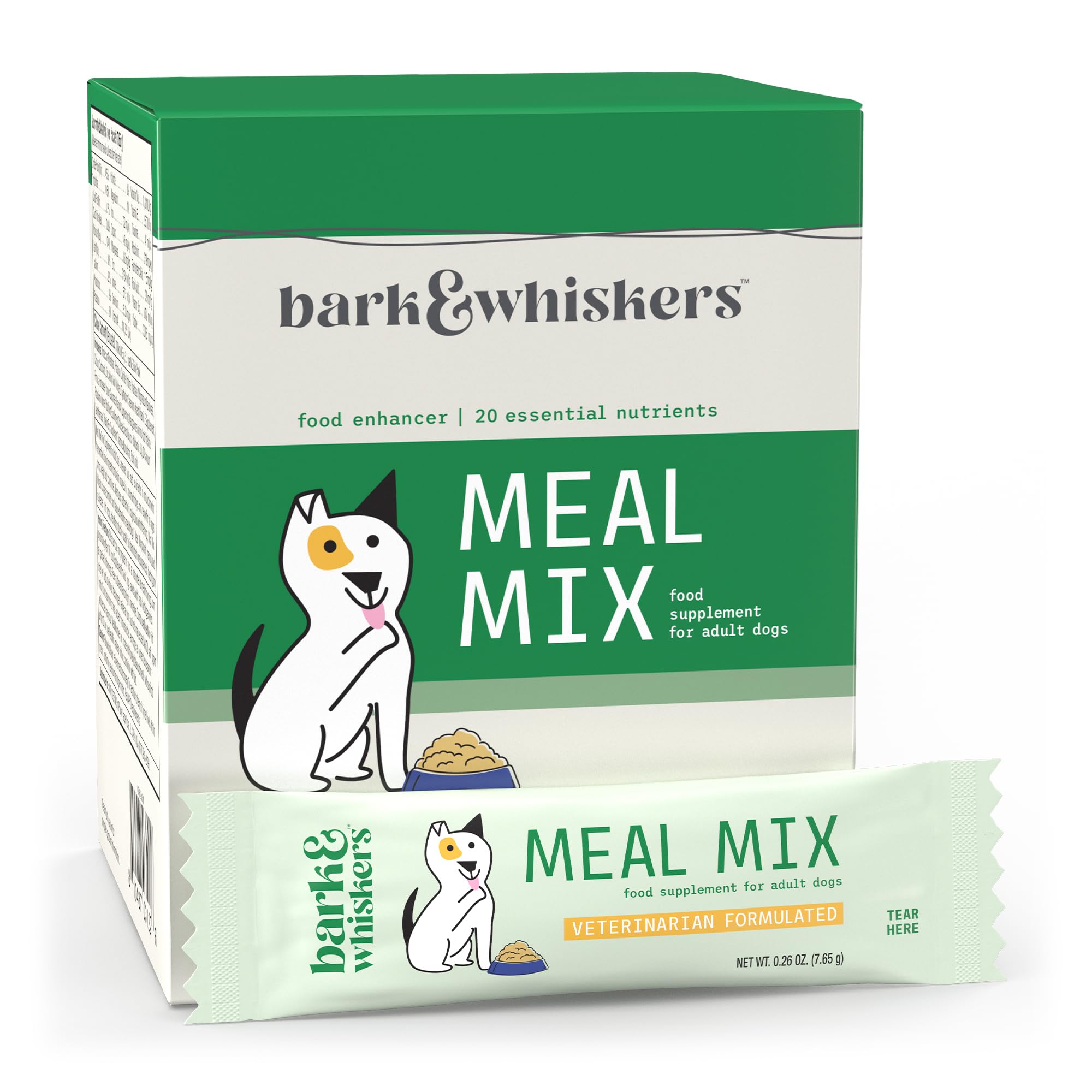 Dr. Mercola Bark & Whiskers Meal Mix for Adult Dogs - 20 Essential Vitamins & Minerals - Food Enhancer - Supports Balanced Homemade Pet Meals - Non-GMO, Gluten-Free & Soy-Free - 30 Packets