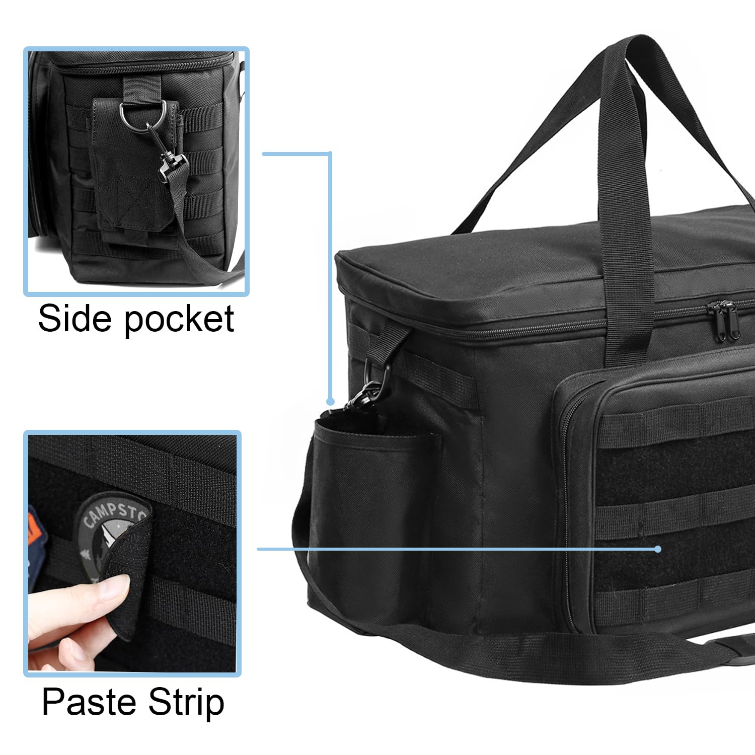 Einsatztasche Polizei，Range Bag，Organizer Auto-Vordersitz-Organizer Passend für Beifahrersitz,Reisetasche Militär mit Fach,Multifunktionale Arbeitstasche, Taschen & Laptop Fach,Schwarz